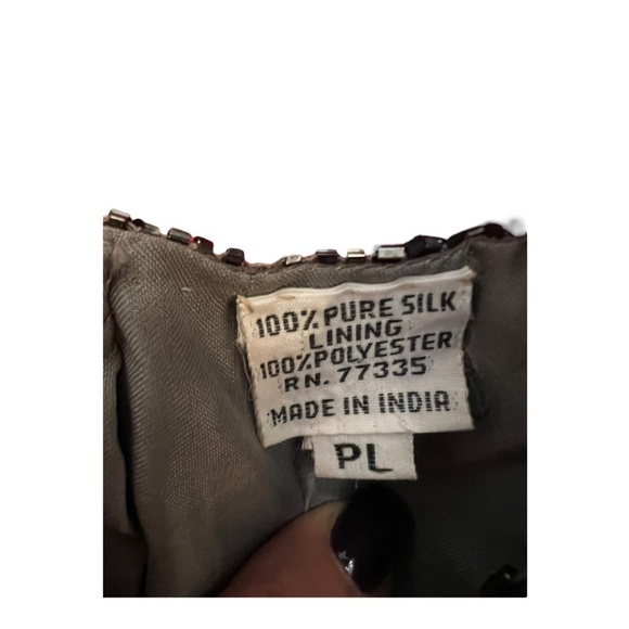 Vintage Scala Sequined Silk Top Silver Scalloped Small Large - Picture 5 of 6